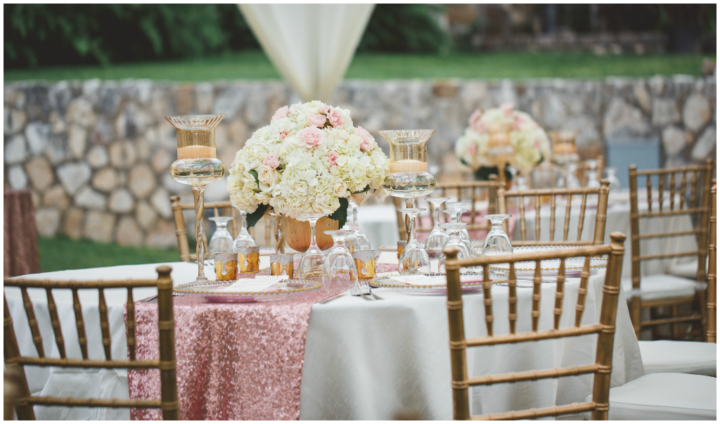 Blush and gold outdoor wedding