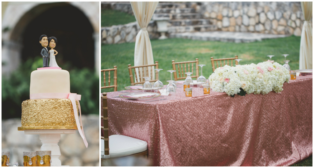 Blush sequin tablecloth