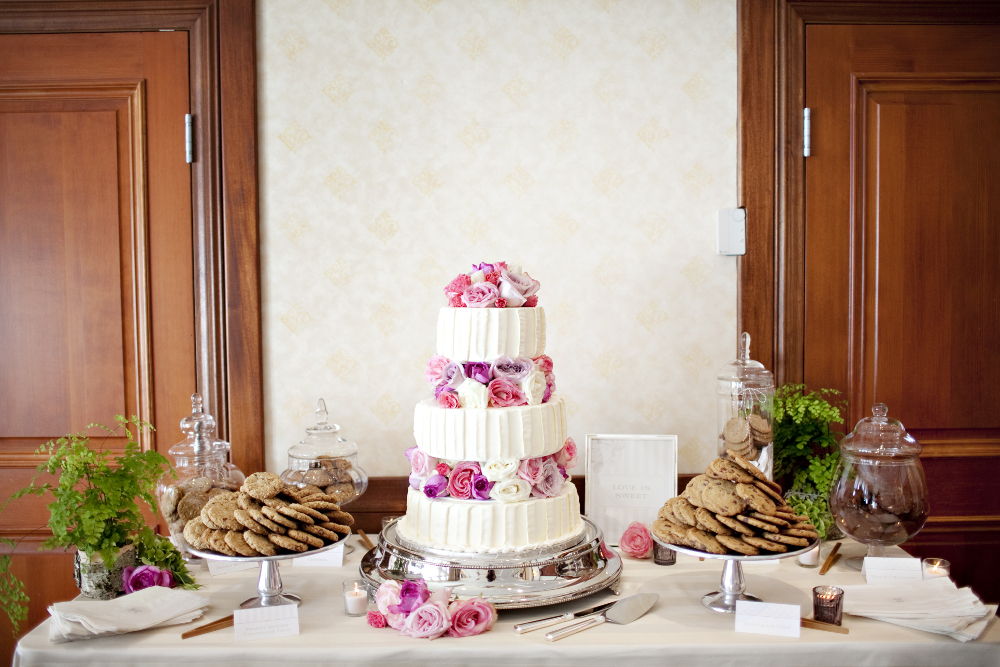 Pink and Ivory Wedding Cake