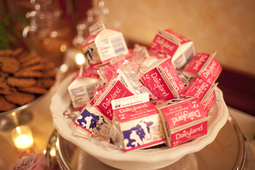 Milk Cartons at Wedding