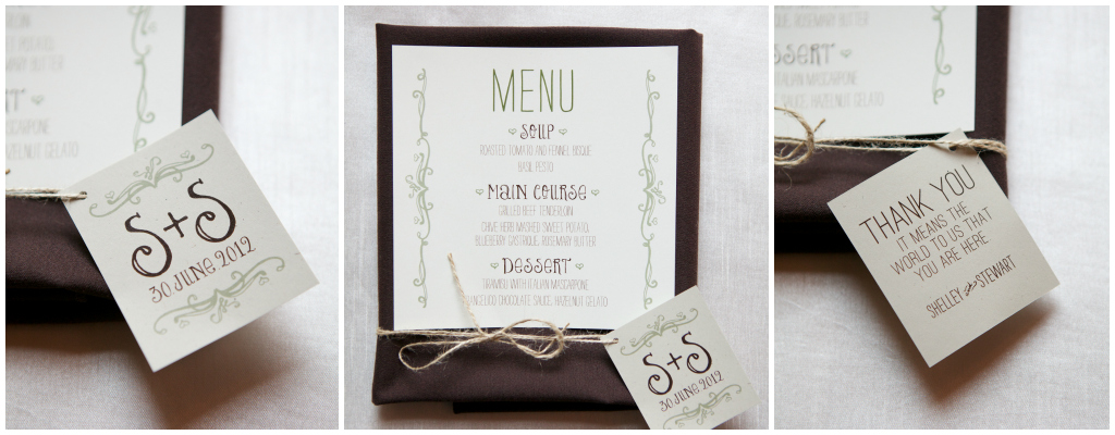 Green and Brown Wedding Stationary