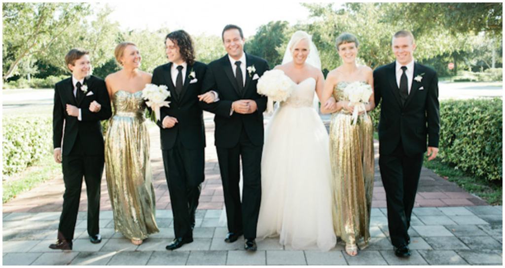 Gold bridesmaid dresses