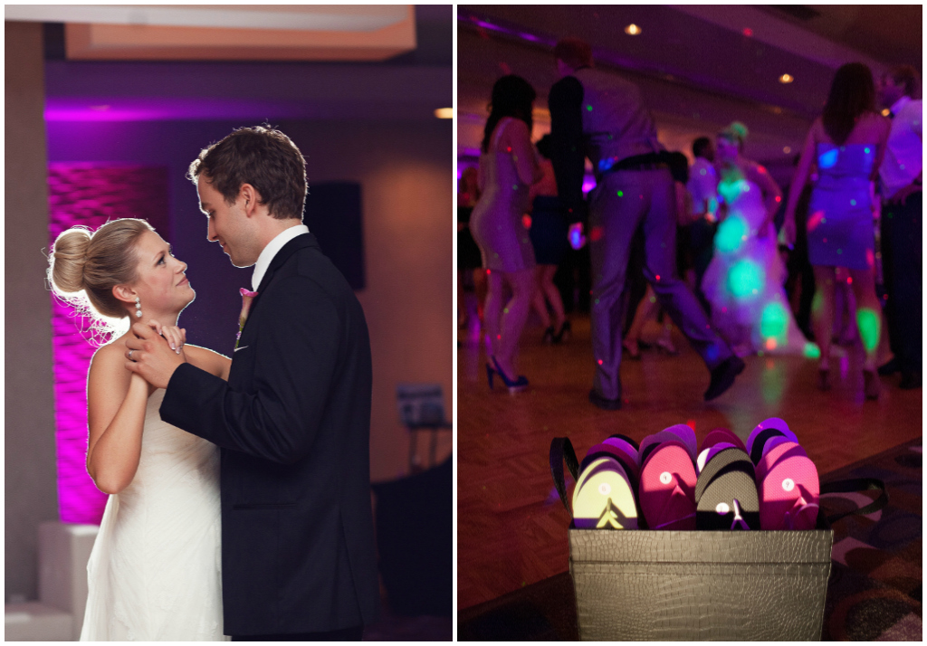 Bride and Groom First Dance, Matrix Hotel Edmonton Weddings, Sandals Wedding Favours