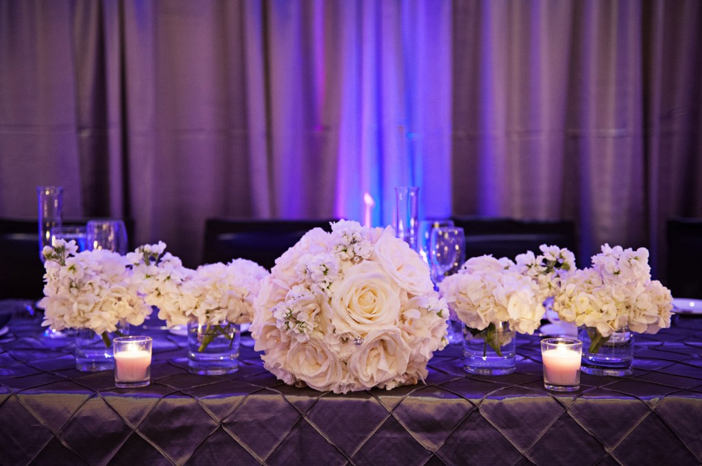 White and Pewter Wedding Tables