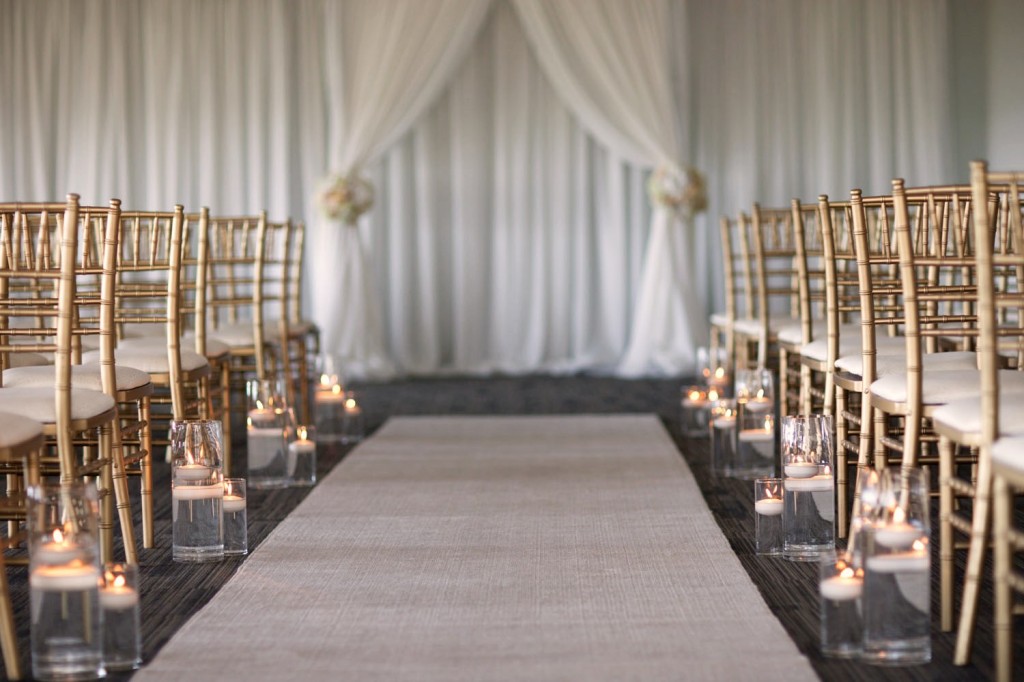 White and Gold Ceremony, Gold Chiavari Chairs