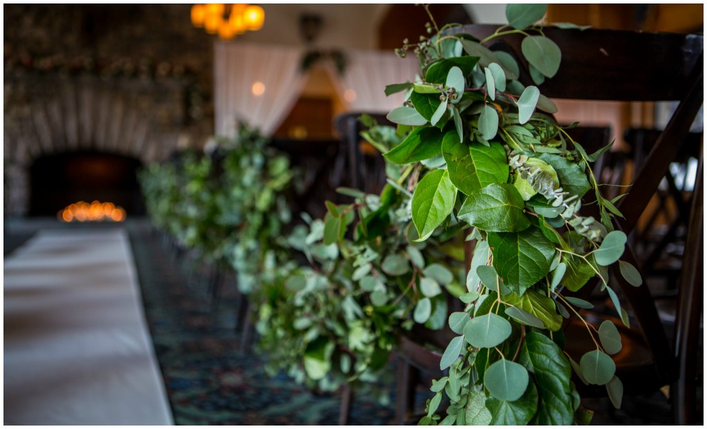 Rocky Mountain Wedding, Swagged Greenery down aisle