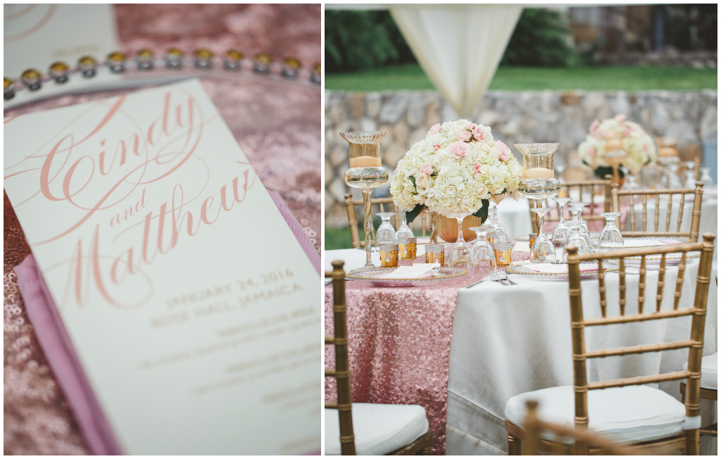 Blush sequin table runner