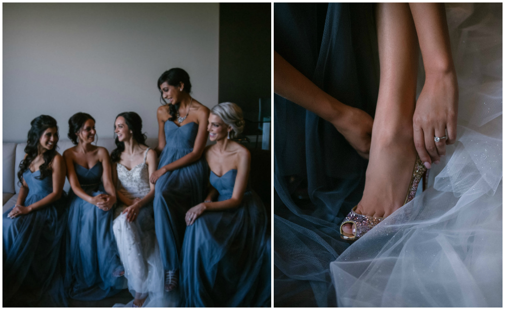 Subdued Blue Bridesmaids Gowns