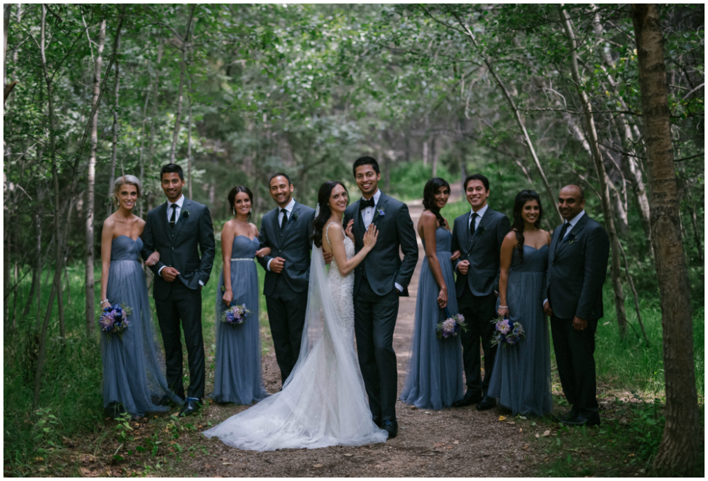 Dusty Blue Bridal Party Edmonton River Valley 