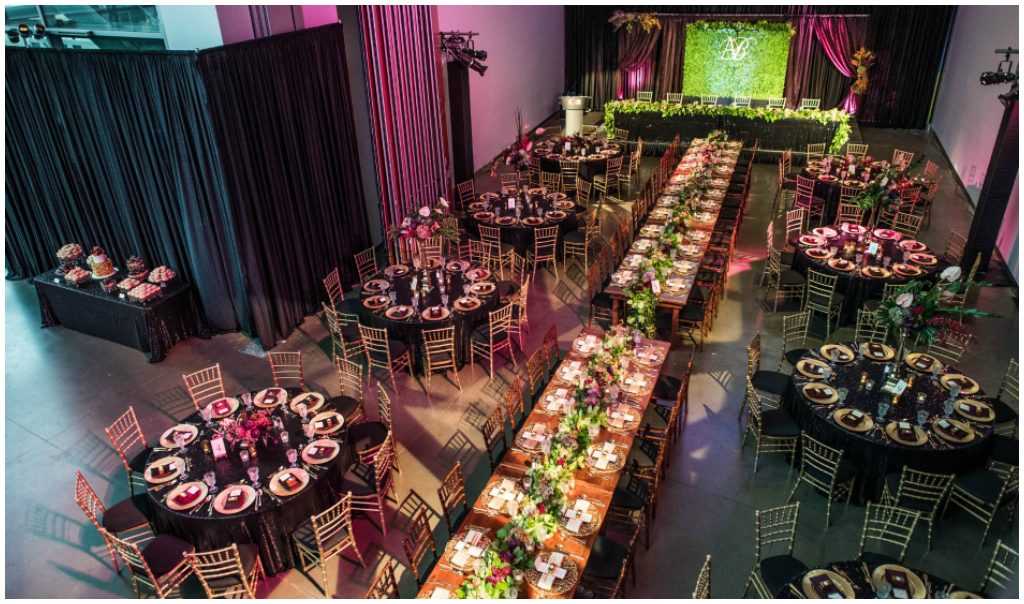 Lush romantic fall colours wedding, Boxwood Headtable Backdrop, Art gallery of Alberta Wedding