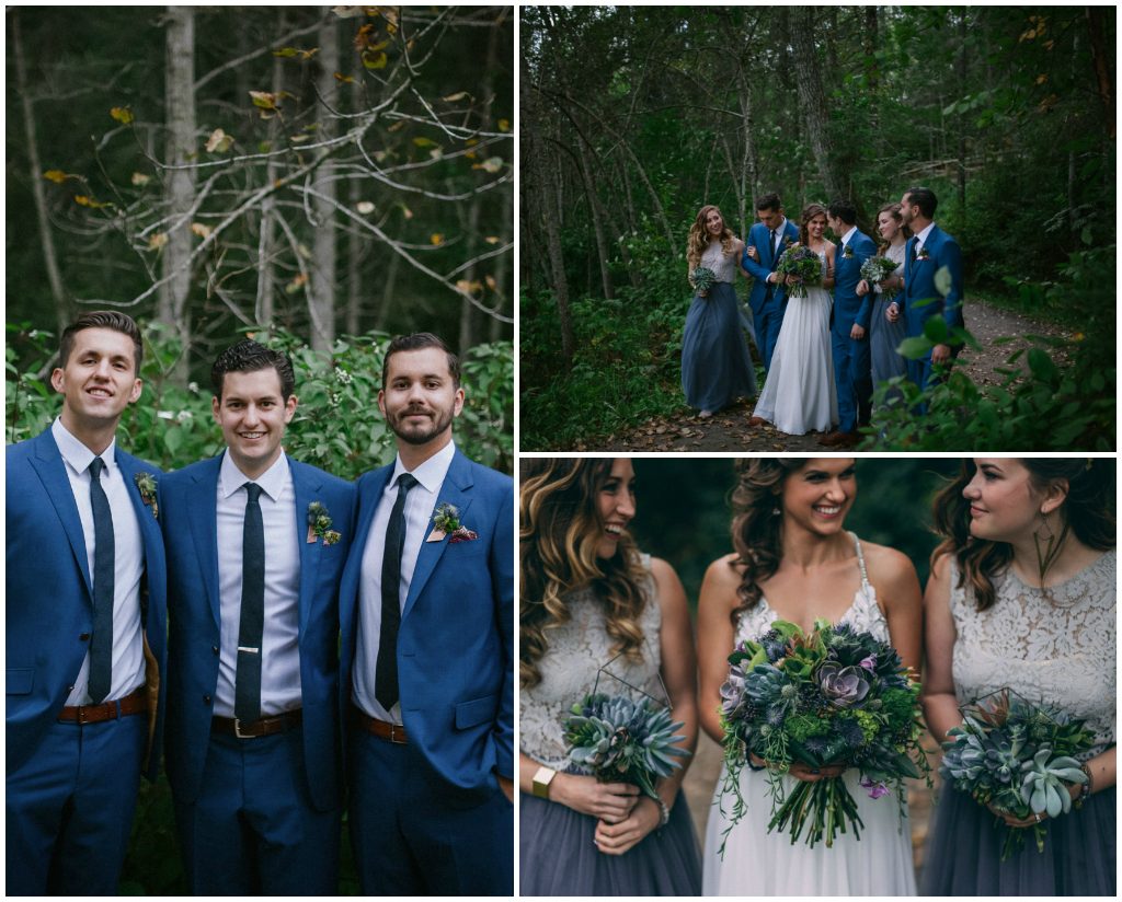 Navy Groomsmen, Grey and Dusty Purple Bridesmaids