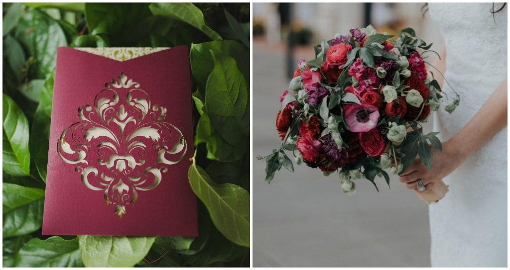 Laser Cut Burgundy Wedding invitation