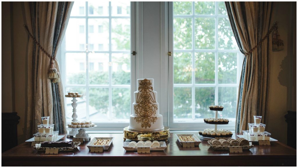 Elegant Gold and white Dessert Table