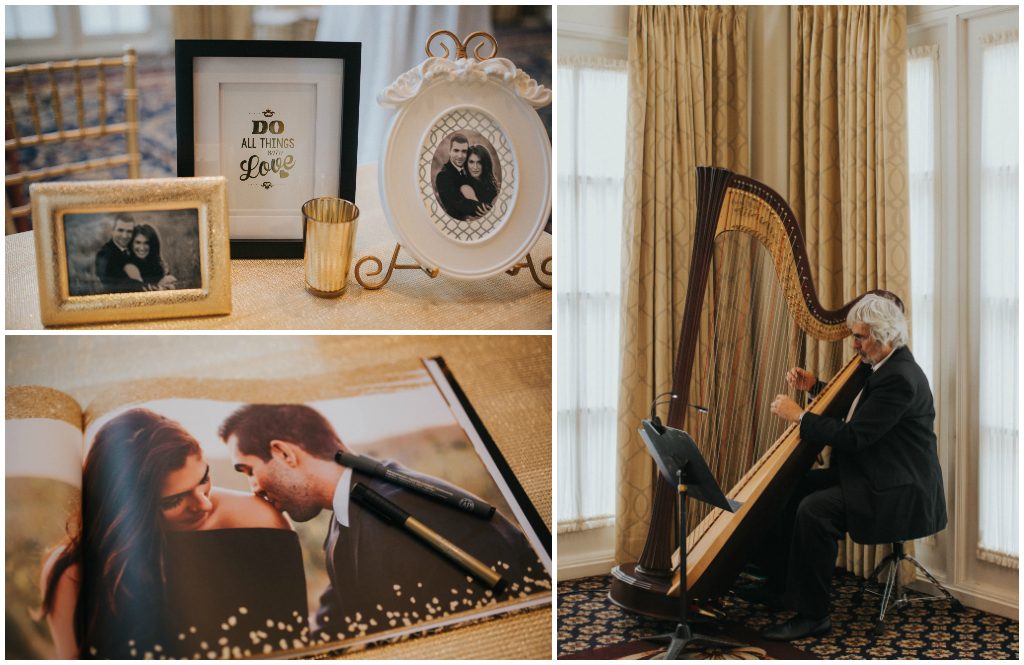 Gold and Black Guestbook Table, The Fairmont Hotel Macdonald Edmonton Wedding Planner