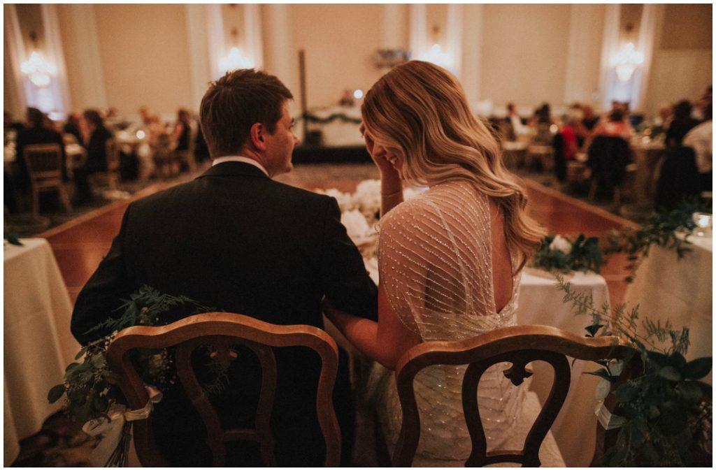 Vintage Bride + Groom Chairs, Romantic Ballroom Wedding. 