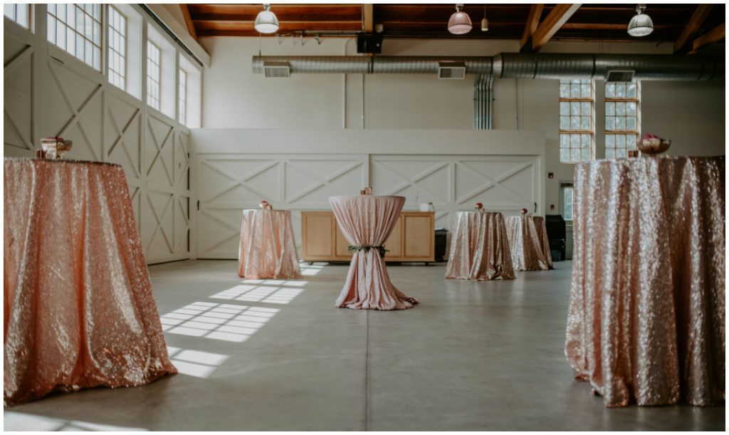 Blush sequin cocktail tables