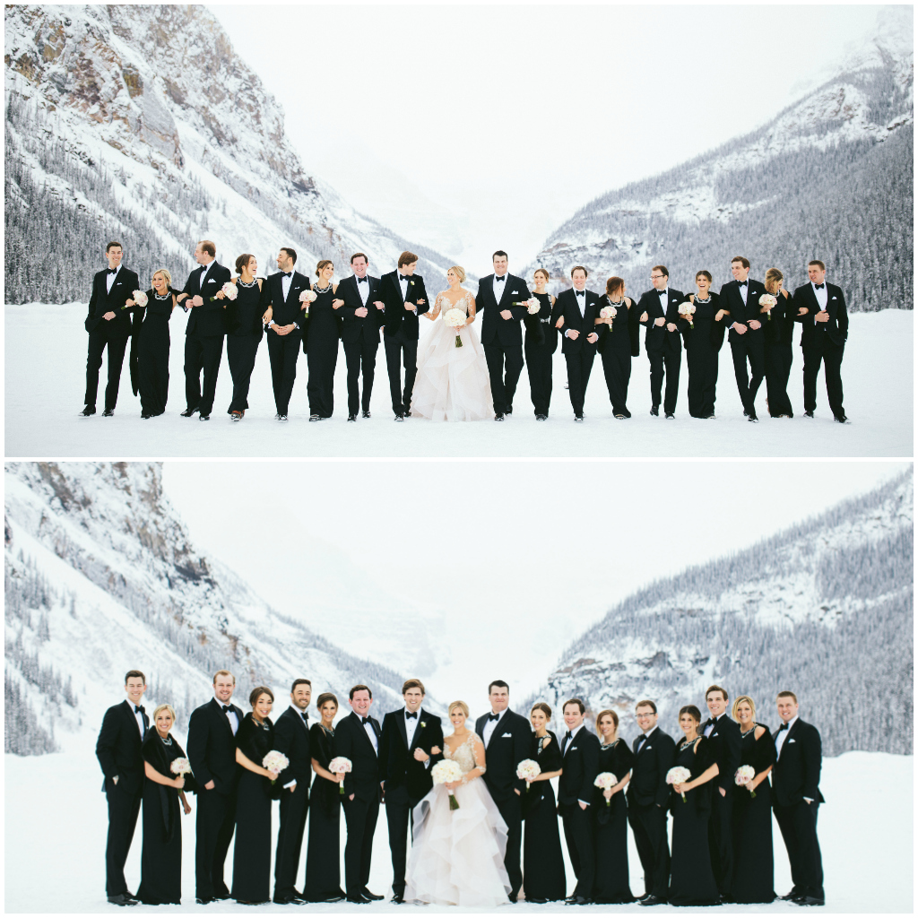 Classic Black and White Wedding Party, Black Bridesmaids Dresses