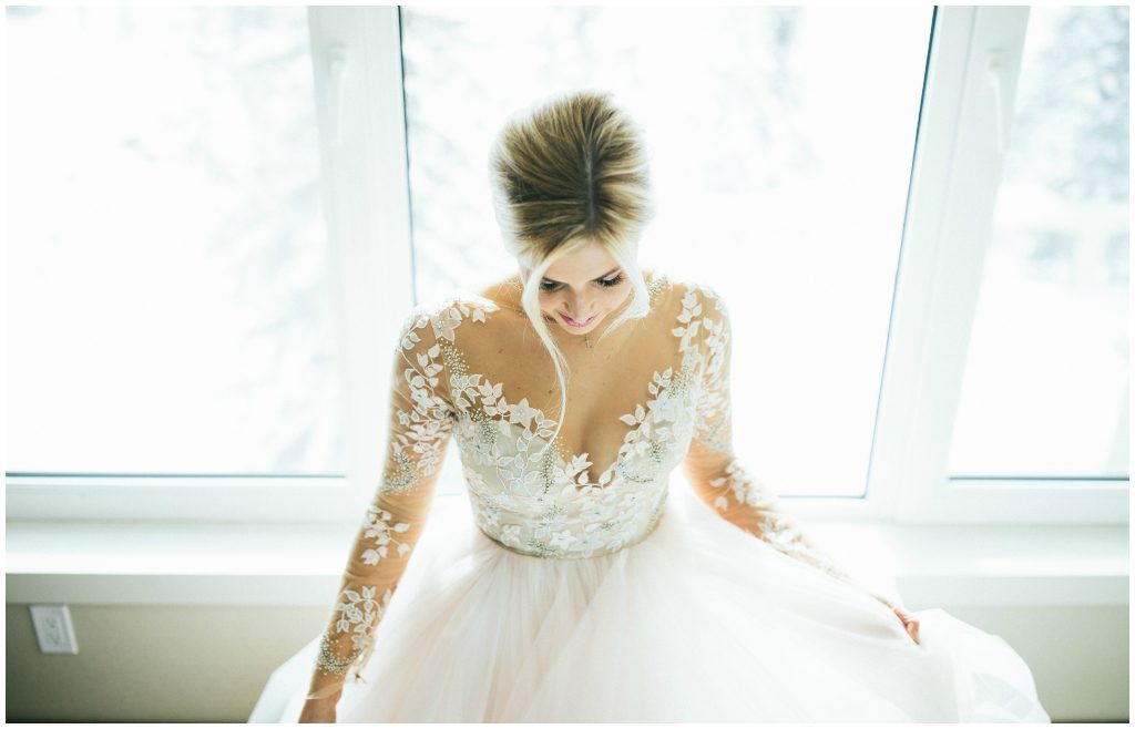 Beautiful Blush Bridal Gown Lake Louise