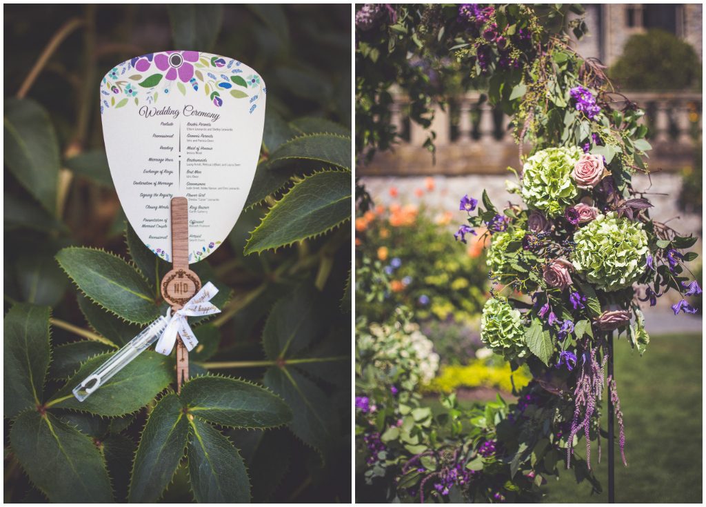 Purple florals and Greenery Circle Ceremony Backdrop