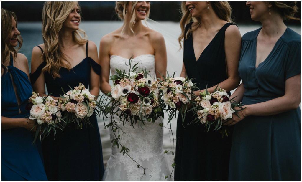 White, Peach and Burgundy Bouquets