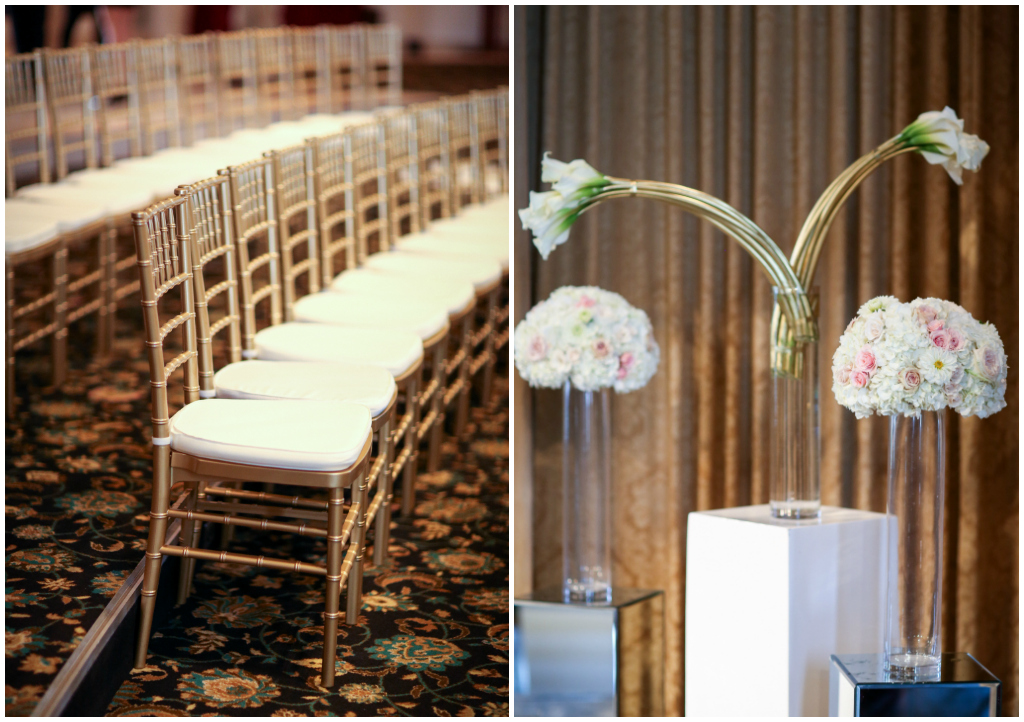 Mirrored and White Pillar Altar Florals