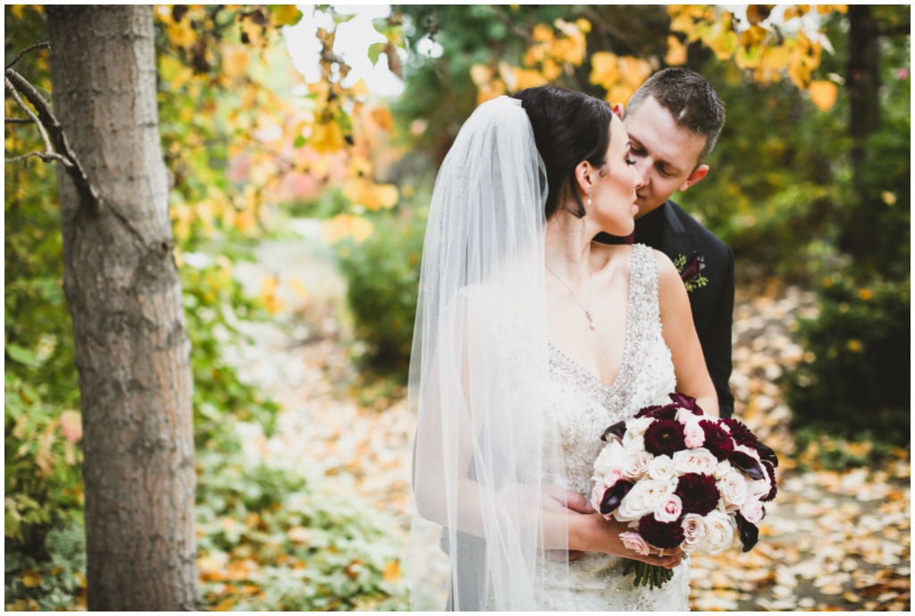 White Pink and Burgundy Bridal Bouquet