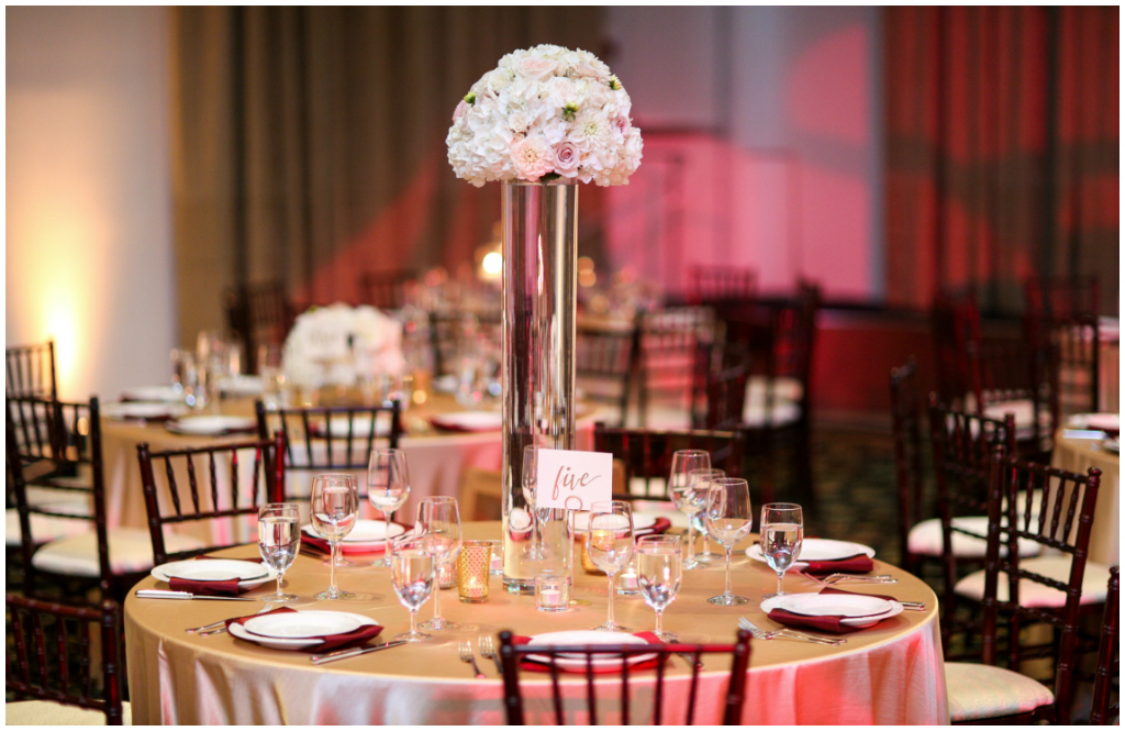 Elegant Gold and Burgundy Ballroom Wedding