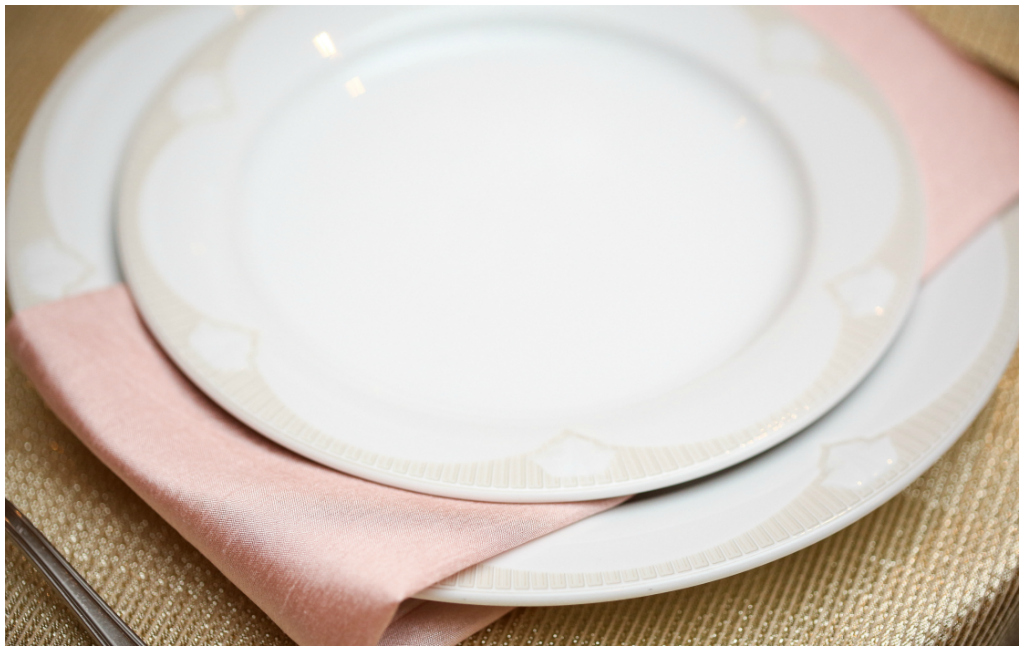 Pink napkin place setting