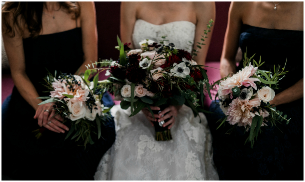 Burgundy and Navy Wedding Bouquets