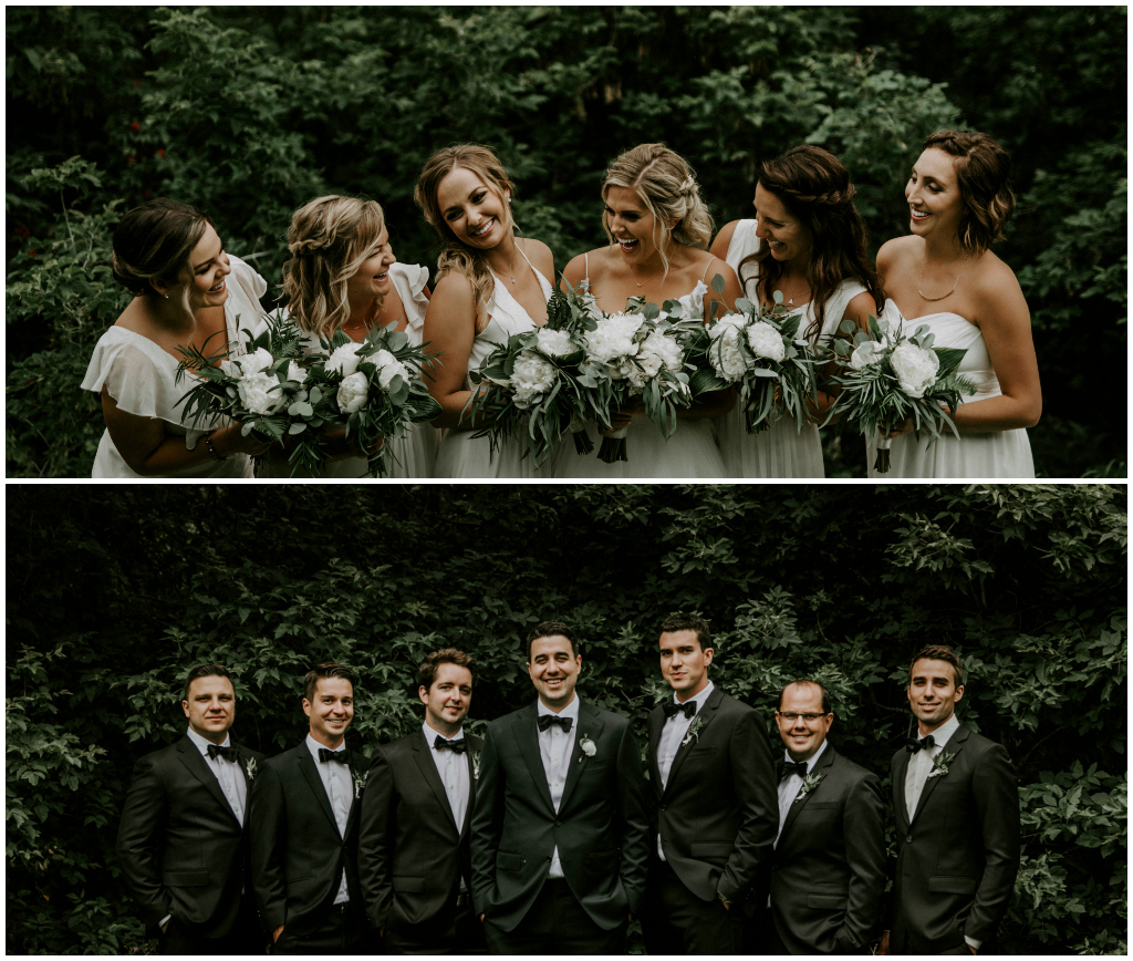 Classic White and Green Bridal Party Bouquets