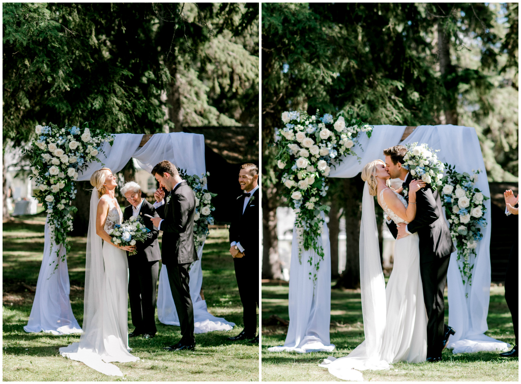 Classic white and pale blue wedding