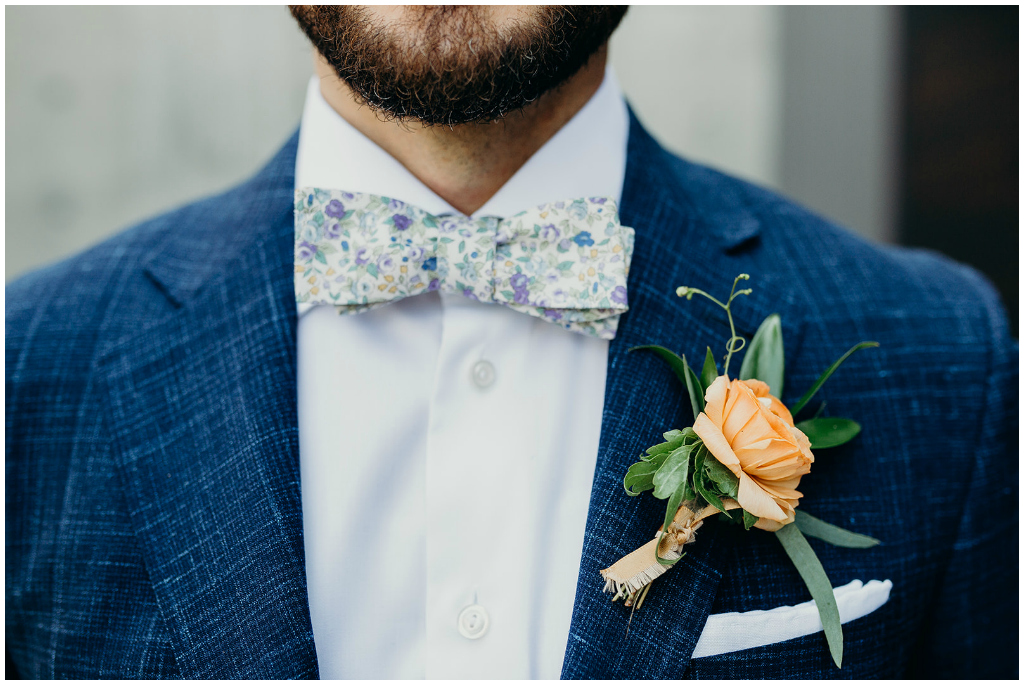 Orange Boutonniere, Floral Grooms Tie, Kelowna Summer Wedding