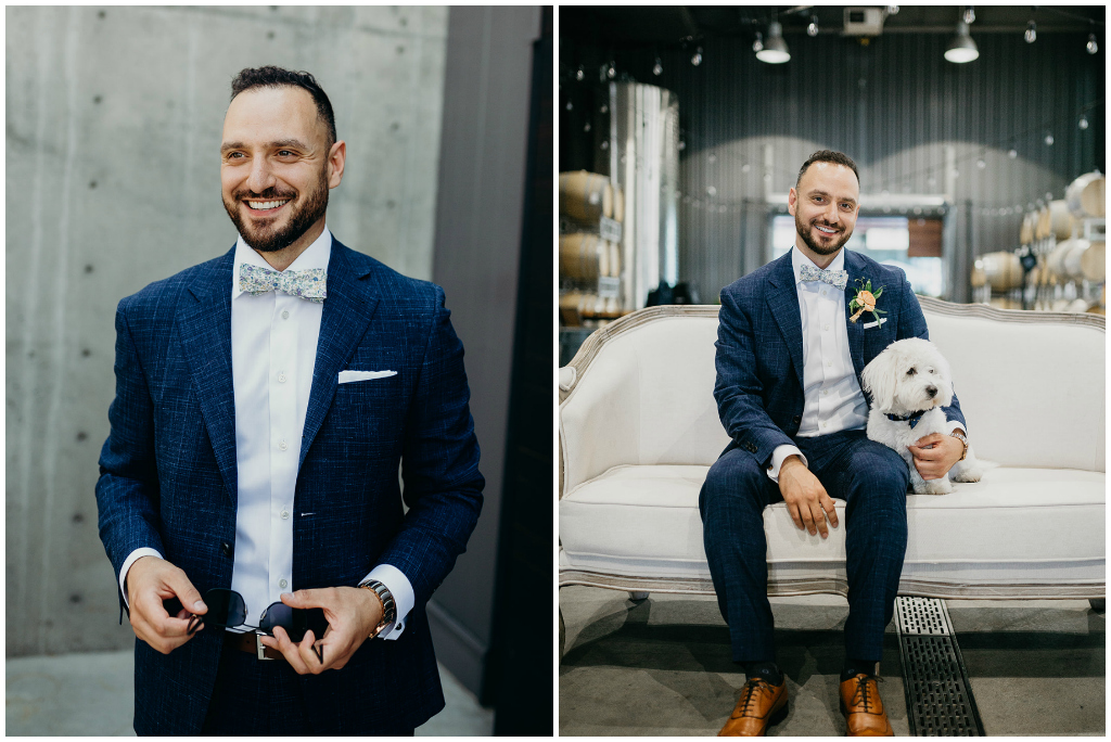 Blue and White Groom