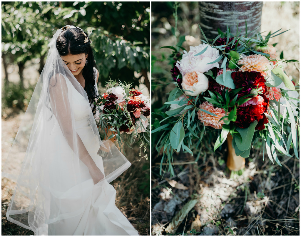 Kelowna Wedding Florist, Pink Peonies and Burgundy Bouquet