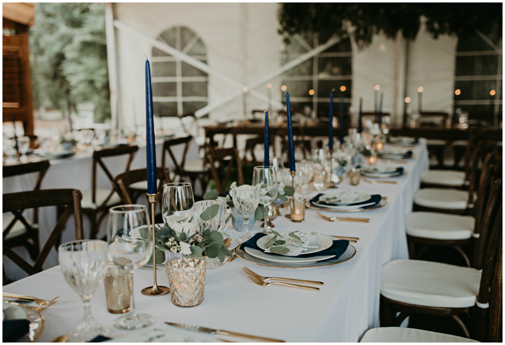 Navy and White Wedding Tables