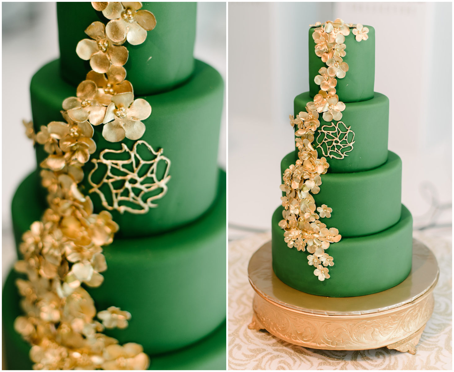 The Art of Cake Elegant Green and Gold Wedding Cake