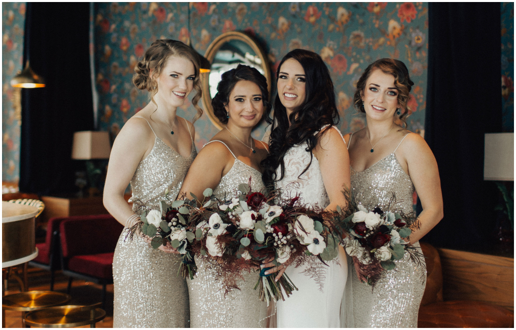 Sequin Gold Winter Bridesmaids Dresses