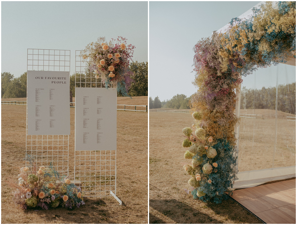 Colourful Wedding Tent Entrance, Colourful Wedding Seating Chart