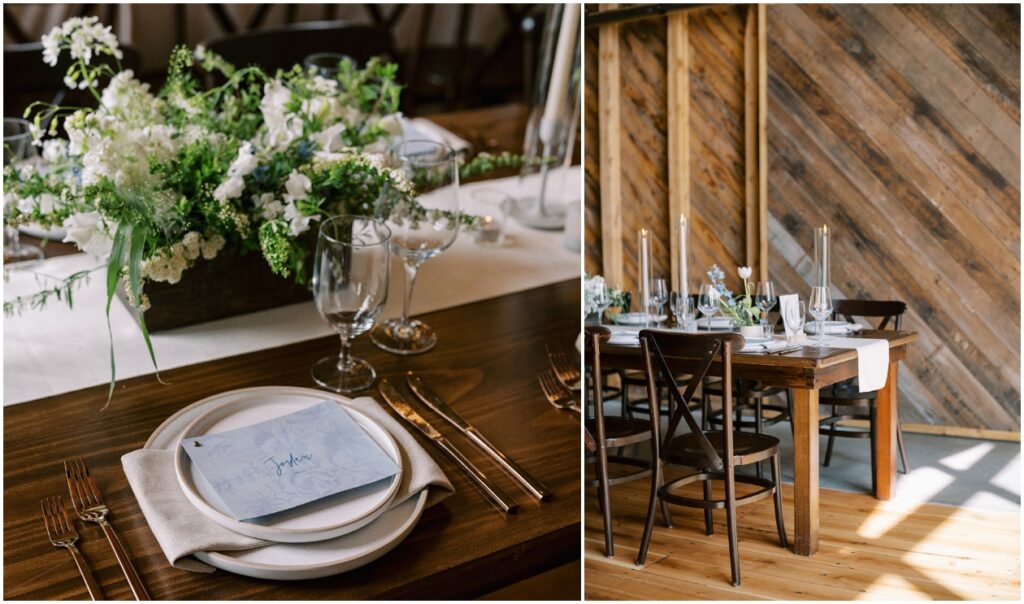 blue, green white wedding design
