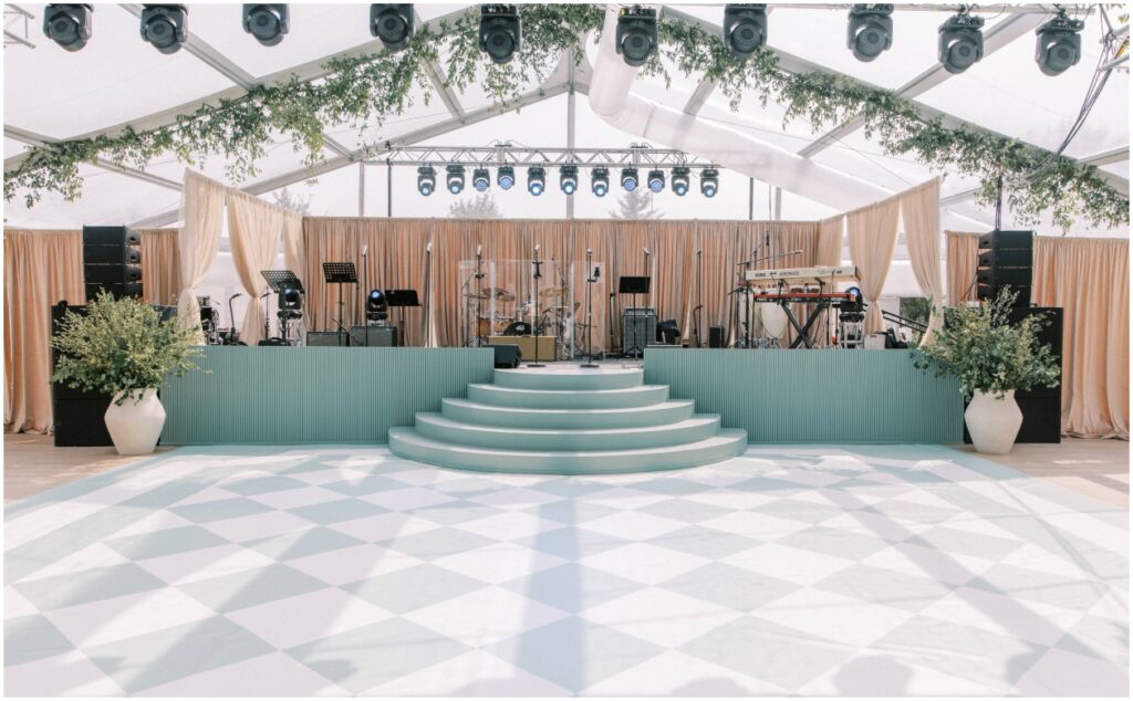 Green and white diamond dance floor