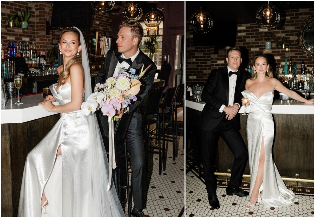 wedding photos in bar
