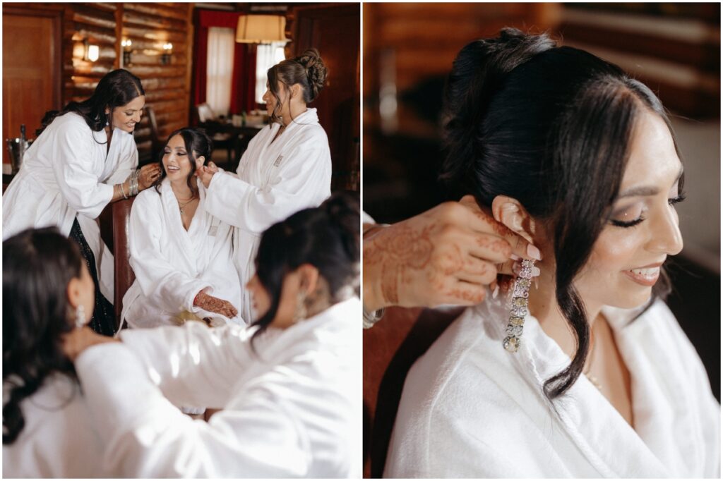 Bridal party in robes getting ready