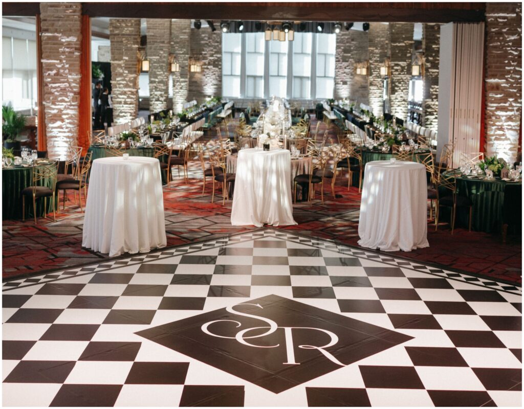 black and white dance floor wedding inspiration