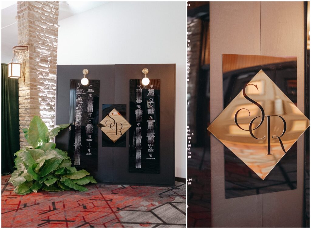 Seating wall inspiration black and gold