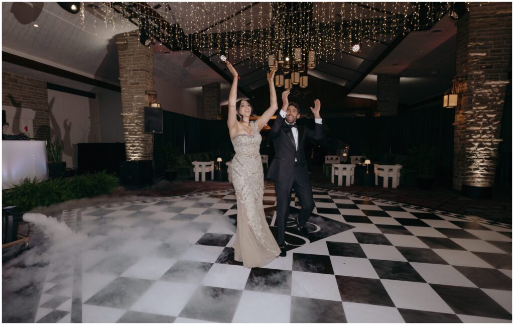 Black and white diamond dance floor